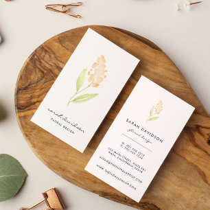 Peach Bloom Watercolor Floral Vertical Business Card