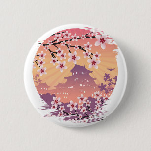 Peach Blossom 6 Cm Round Badge