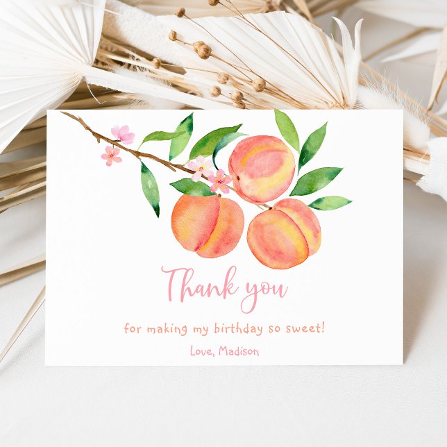 Peach Blossom Birthday Thank You Card (Creator Uploaded)