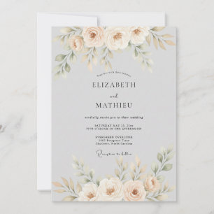 Peach Blossom Botanical Flourish Wedding Invitation