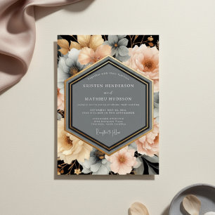 Peach Blossom Botanical Romance Wedding Invitation