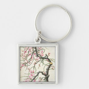 Peach blossom (colour on paper) key ring