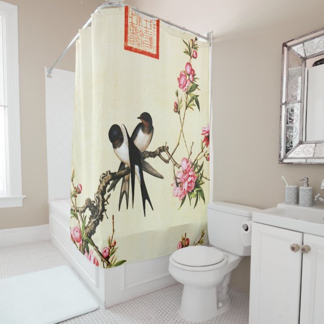 Peach Blossom Fine Art Shower Curtain (In Situ)