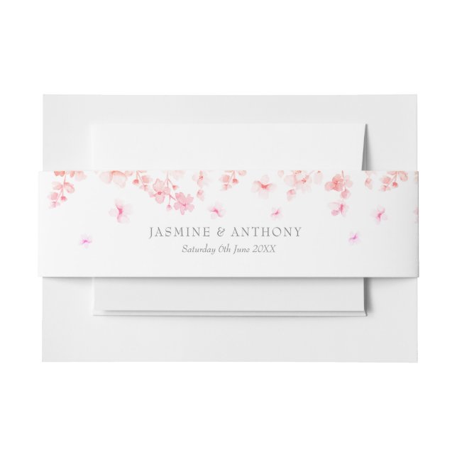 Peach Blossom Floral Wedding Invitation Belly Band (Front Example)