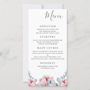 Peach Blossom Floral Wedding Menu