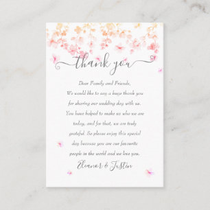 Peach Blossom Floral Wedding Thank You Place Card