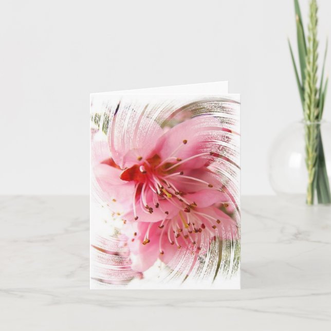 Peach Blossom Folded Thank You Card (Front)