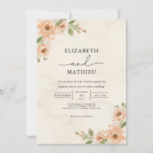 Peach Blossom Garden Floral Wedding Invitation