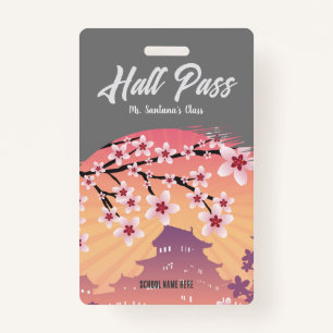 Peach Blossom Hall Pass Badge ID Badge