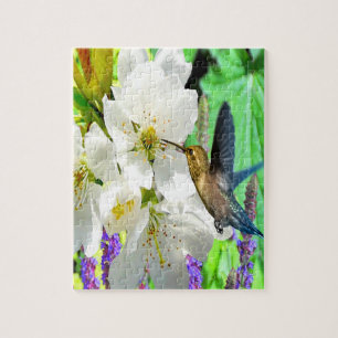Peach Blossom Hummingbird Jigsaw Puzzle