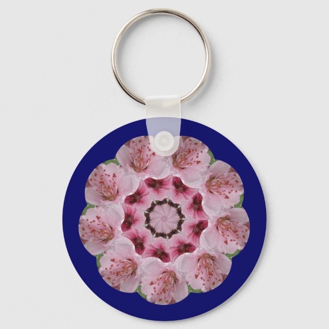 Peach Blossom Mandala Key Ring (Front)