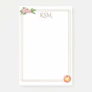 Peach Blossom Monogram Post it Notes