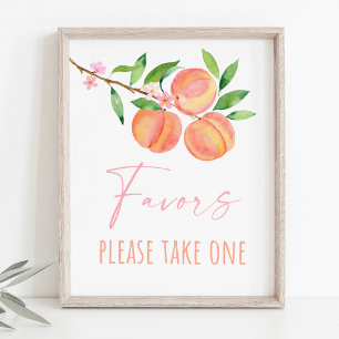 Peach Blossom One Sweet Peach Birthday Favour Sign