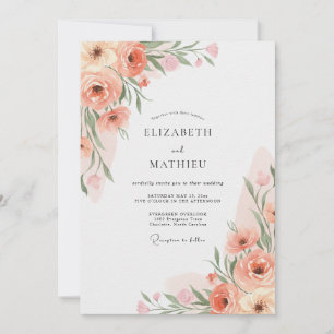 Peach Blossom Romance Wedding Invitation