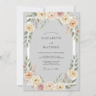 Peach Blossom Soft Flourish Wedding Invitation