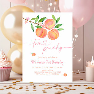 Peach Blossom Two Peachy Birthday Invitation