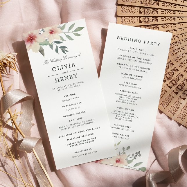 Peach Blossom Wedding Ceremony Program Programme (Creator Uploaded)