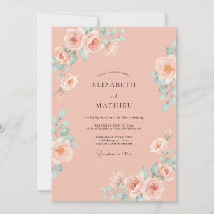 Peach Blossom Wedding Invitation