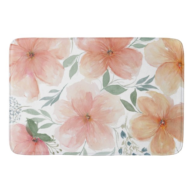 Peach Blossoms Throw Pillow Bath Mat (Front)