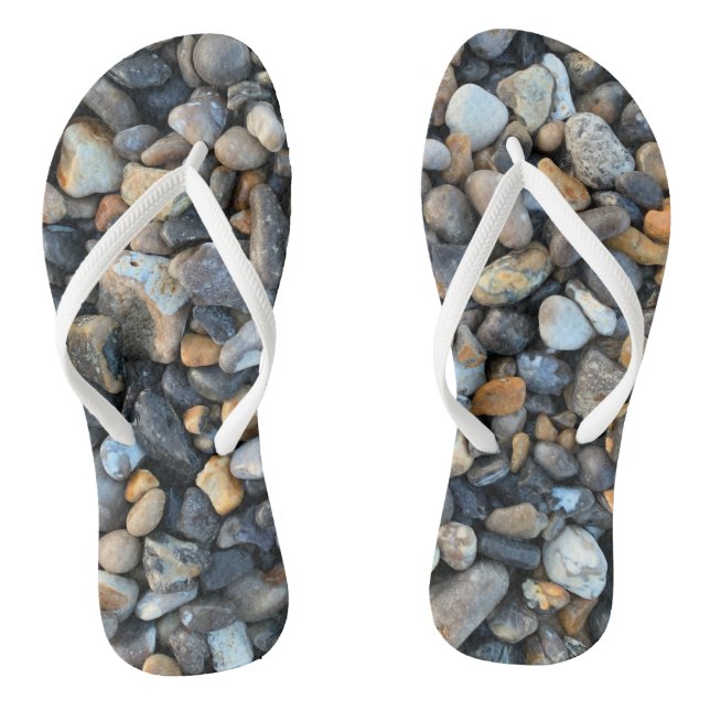 Peach Blue Beach Rocks Boho Jandals (Footbed)