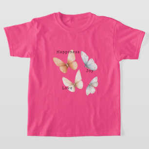 Peach Blue Butterflies Happiness Love Joy T-Shirt