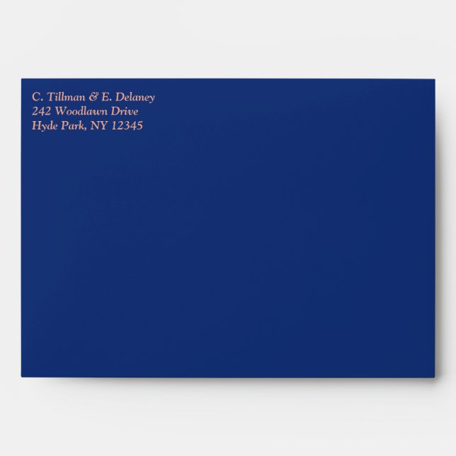 Peach, Blue Floral A7 Envelope for 5x7 Sizes (Front)