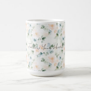 Peach Blue Flowers Coffee Mug