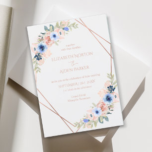 Peach Blue  Light-Gray Wedding Collection Invitation