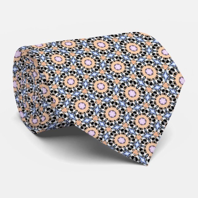 Peach Blue Lilac Circular Flourish Neck Tie (Rolled)