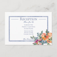 Peach & Blue Watercolor Floral Reception Wedding