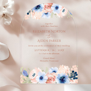 Peach Blue Wedding Collection Arch Acrylic Invitations