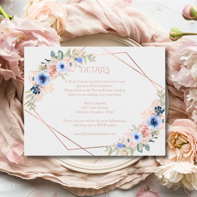 Peach Blue Wedding Collection Enclosure Card (Peach Blue Light-Gray Wedding Collection Enclosure Card)