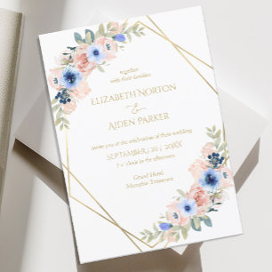 Peach Blue Wedding Collection Invitation