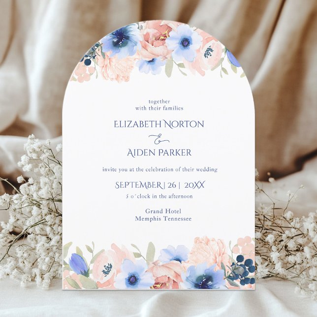 Peach Blue Wedding Collection Invitation (Peach Blue Arch Wedding Collection Invitation)