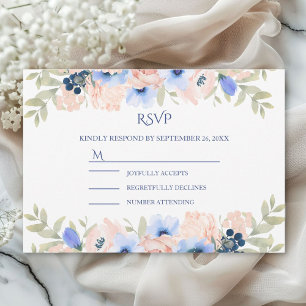 Peach Blue Wedding Collection RSVP Card