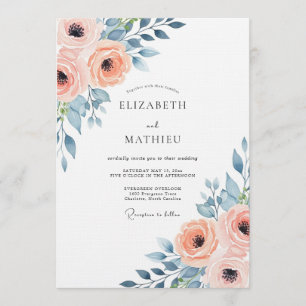 Peach Blush Bloom Wedding Invitation