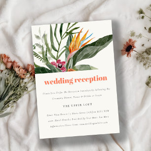 Peach Blush Boho Tropical Floral Wedding Reception Enclosure Card