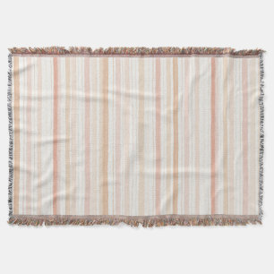 Peach Blush Cream Stripes Throw Blanket