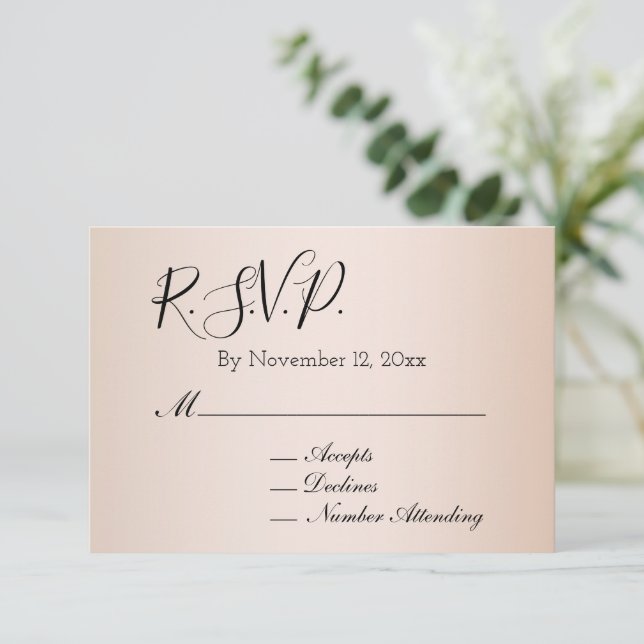 Peach Blush Cream Wedding RSVP Enclosure Card (Standing Front)