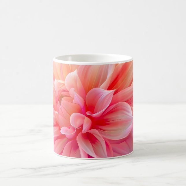 Peach Blush Dahlia Blossom Coffee Mug (Center)