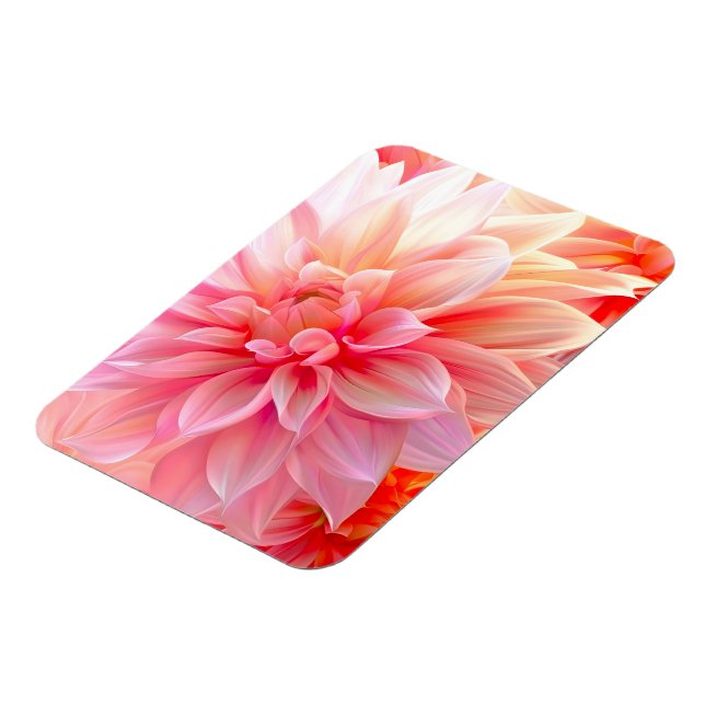 Peach Blush Dahlia Blossom Magnet (Left Side)