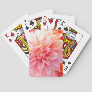 Peach Blush Dahlia Blossom Playing Cards
