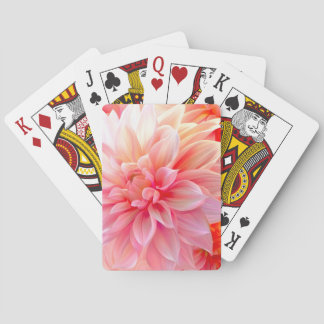 Peach Blush Dahlia Blossom Playing Cards