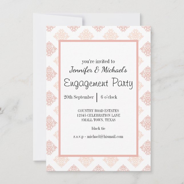 Peach Blush Damask Engagement Party (Front)