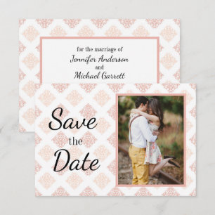 Peach Blush Damask Save The Date