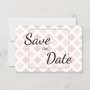 Peach Blush Damask Save The Date