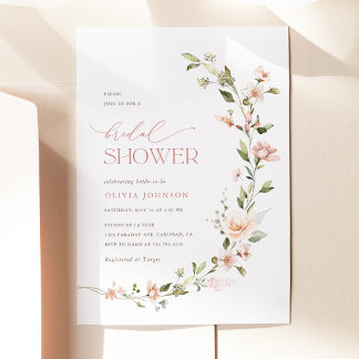 Peach Blush Floral Bridal Shower Invitation