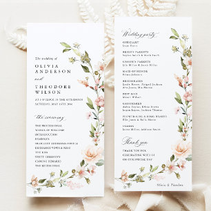 Peach Blush Floral Wedding Ceremony Programme