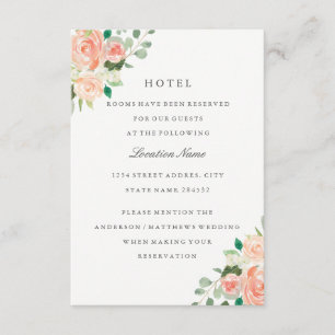 Peach Blush Floral Wedding Hotel Accommodation Enclosure Card