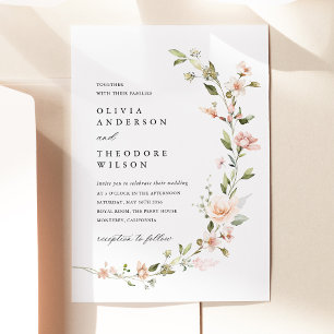 Peach Blush Floral Wedding Invitation